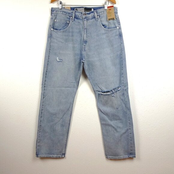 Levi's Silvertab Straight Jeans Men's Size 36x32 Blue Denim Distressed Relaxed - Picture 1 of 11